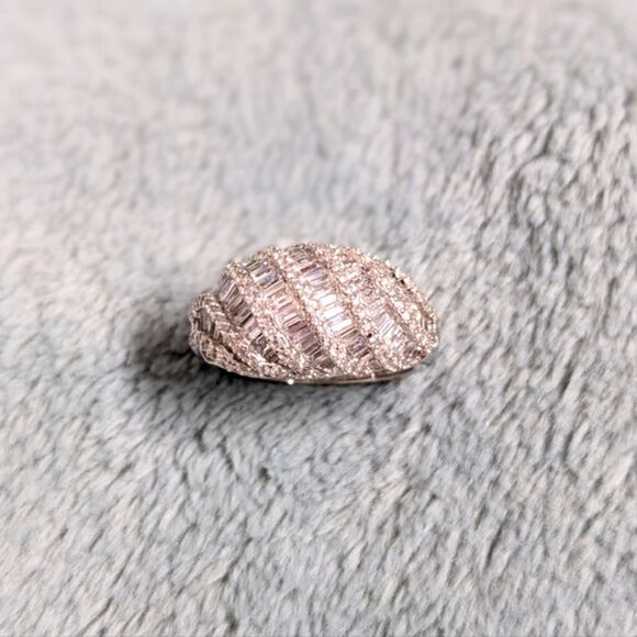 NWOT Sterling Silver and Cubic Zirconia Domed Cocktail Ring - Picture 7 of 14